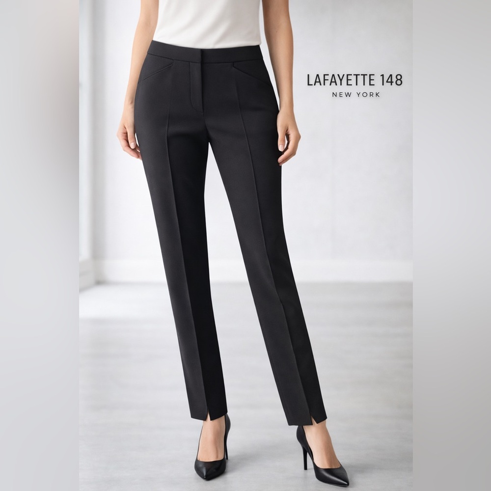 Lafayette 148 New York Black Straight-Leg Tailored Pants